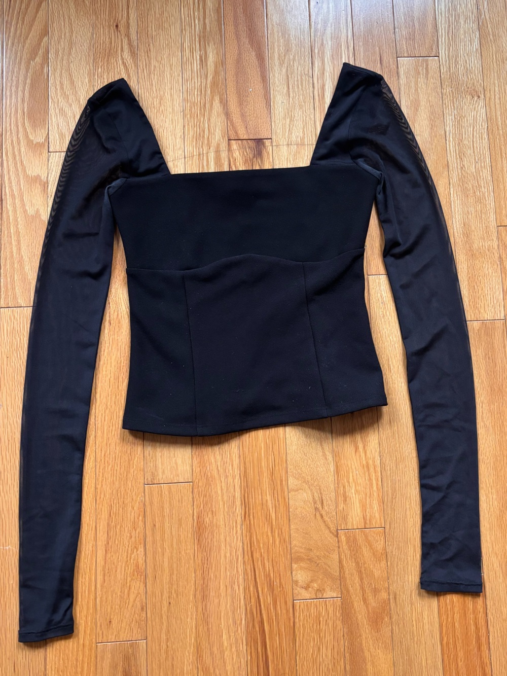 Abercrombie & Fitch Black Long-Sleeve Square Neck Top
